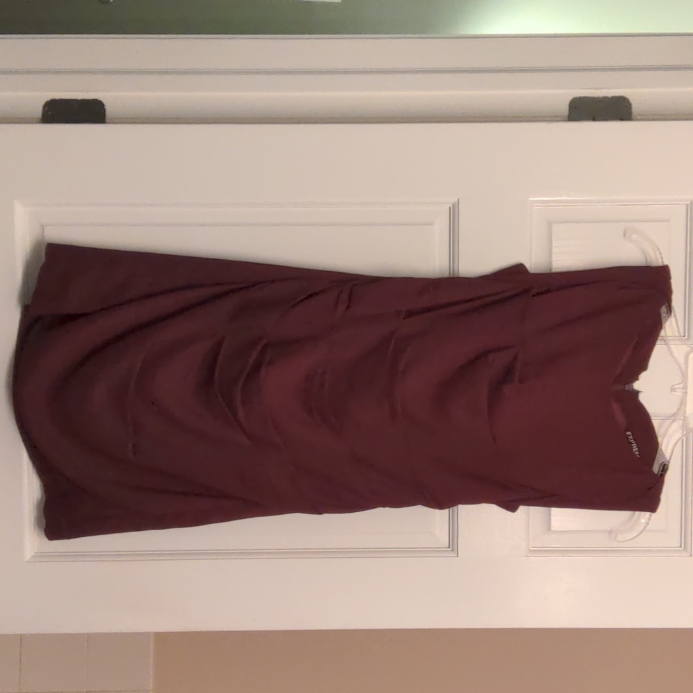 Express Burgundy Body Con Ruched Dress